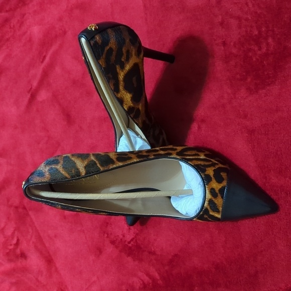 Lauren Ralph Lauren Lindella Brown Mu Leather Pump 9.5B Leopard Hair calf. - Picture 4 of 16